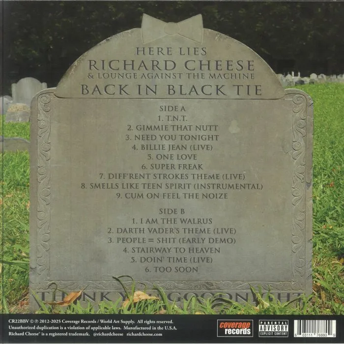 Back cover — Richard CHEESE & LOUNGE AGAINST THE MACHINE — Back In Black Tie