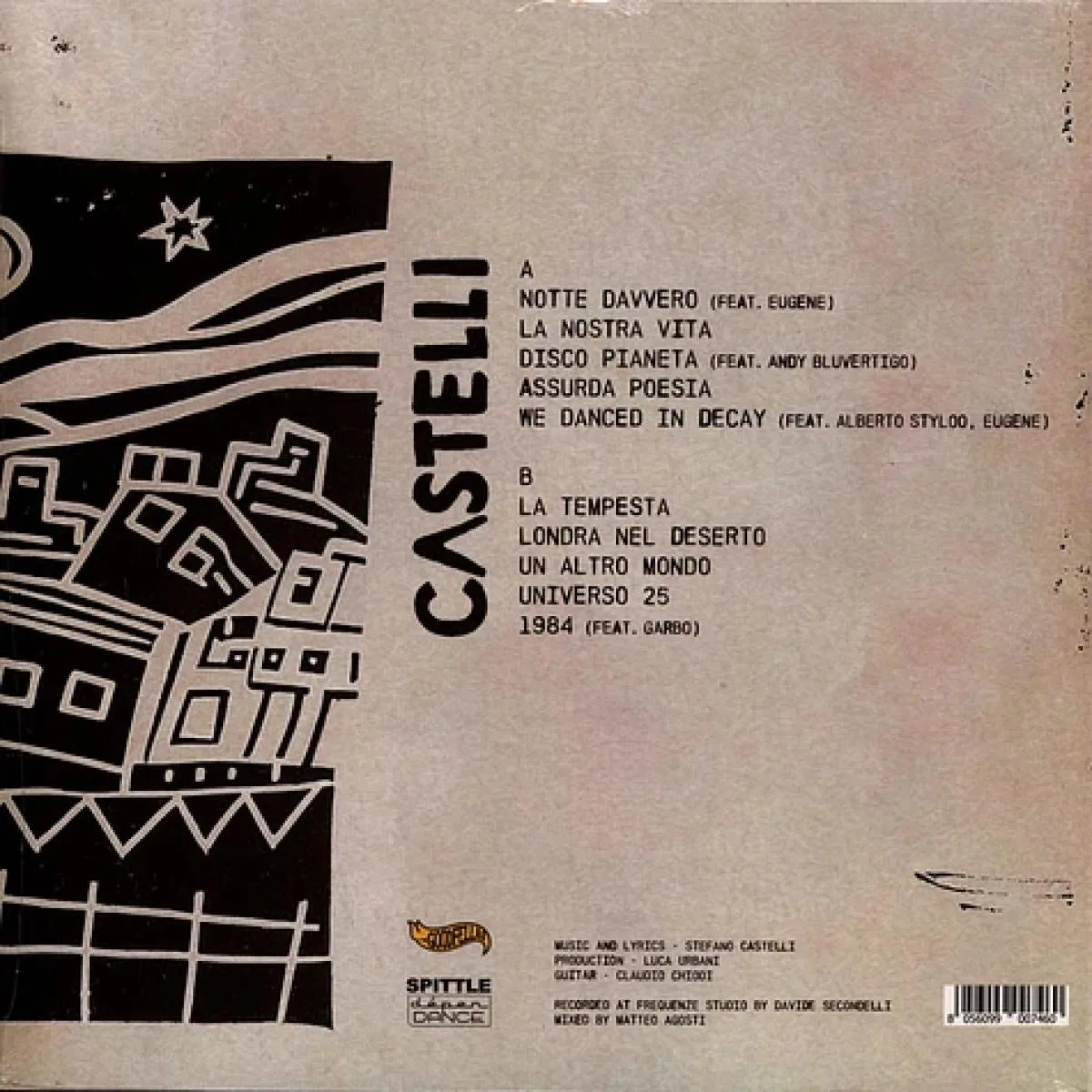 Back cover — Castelli — Notte Davvero LP