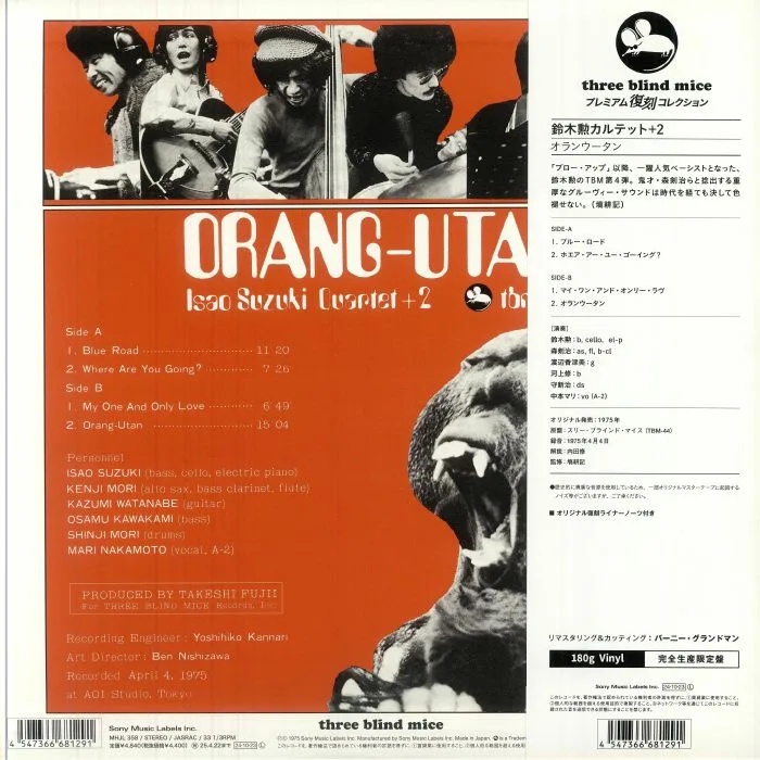 Обратная сторона обложки — ISAO SUZUKI QUARTET + 2 — Orang Utan (reissue)