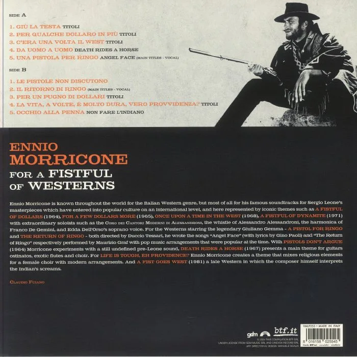 Обратная сторона обложки — Ennio MORRICONE — For A Fistful Of Westerns