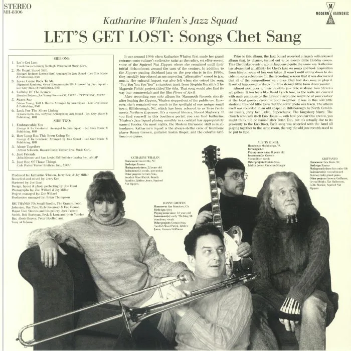 Back cover — KATHARINE WHALEN'S JAZZ SQUAD — Let's Get Lost: Songs Chet Sang