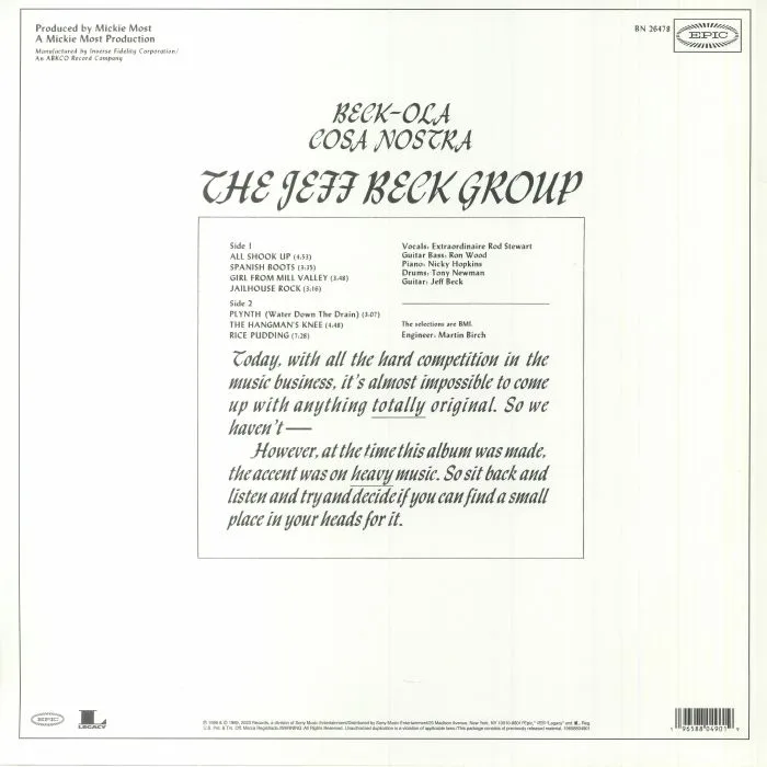 Back cover — Jeff BECK — Beck Ola