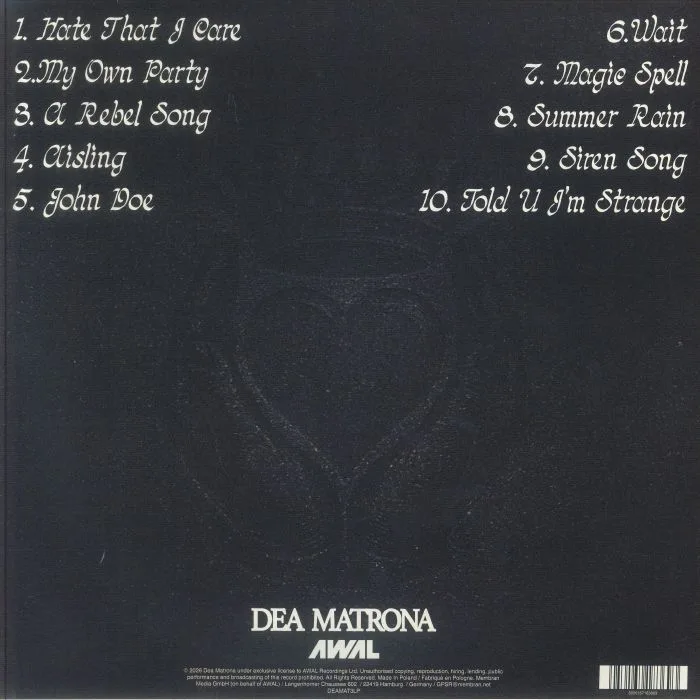 Back cover — DEA MATRONA — Hate That I Care