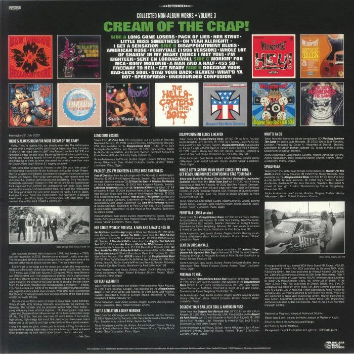 Back cover — The HELLACOPTERS — Cream Of The Crap! Collected Non Album Works Volume 3 (Remastered 2025)