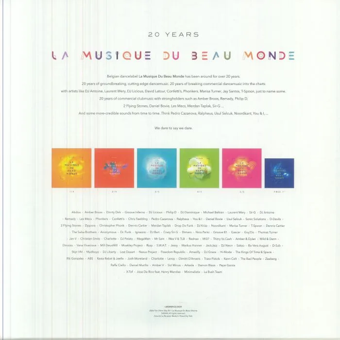 Back cover — REMADY / MERDAN TAPLAK / JAY SANTOS / DJ ANTOINE — 20 Years La Musique Du Beau Monde 1 / 5