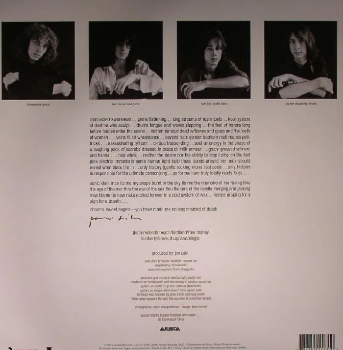 Обратная сторона обложки — Patti SMITH — Horses
