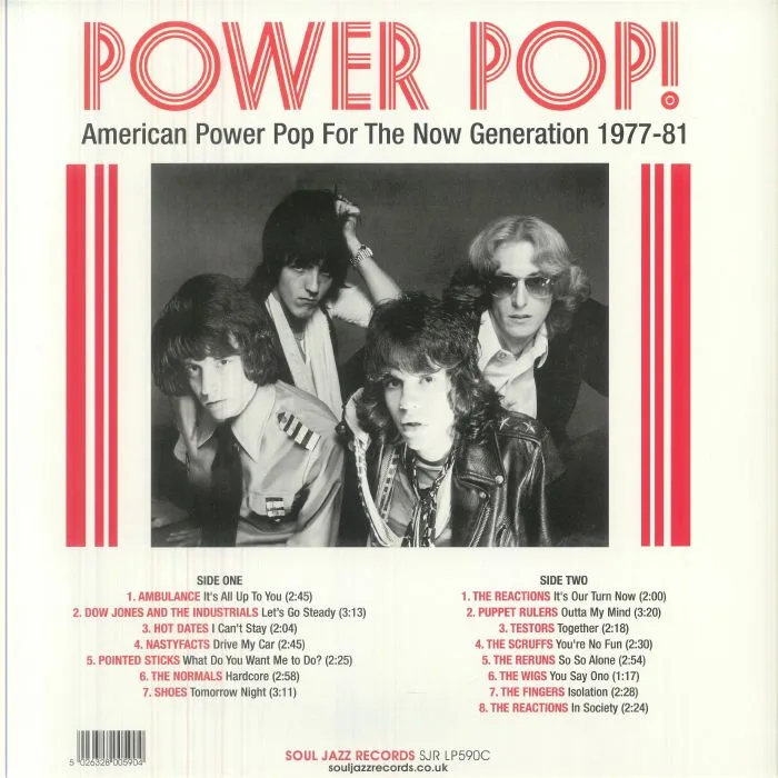 Back cover — VARIOUS — Power Pop! American Power Pop For The Now Generation 1977-1981 (Record Store Day RSD 2026)