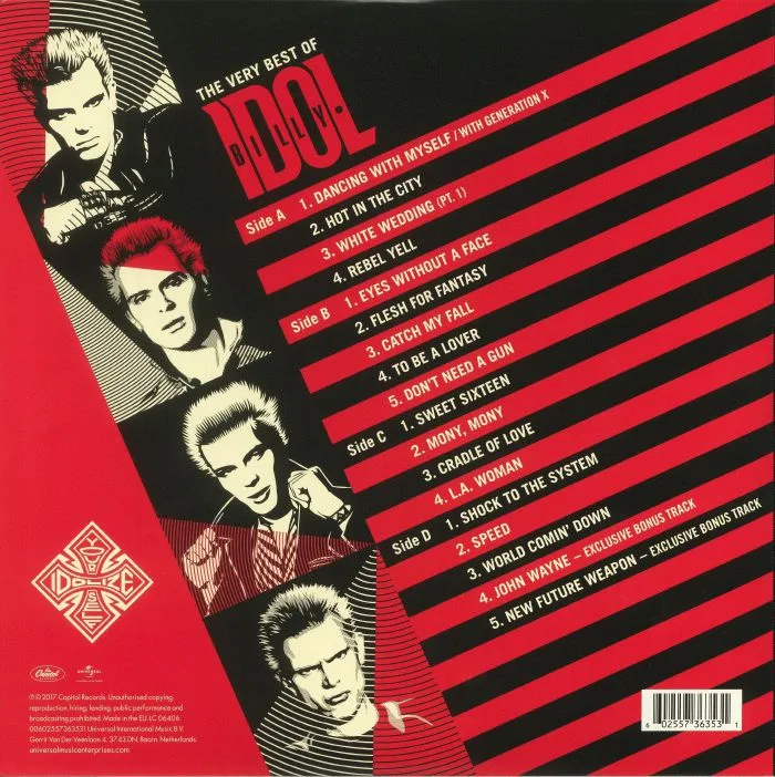 Back cover — BILLY IDOL — Idolize Yourself: The Very Best Of Billy Idol (reissue)