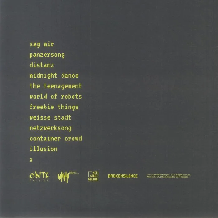 Back cover — ACID MILCH & HONIG — ACID MILCH & HONIG