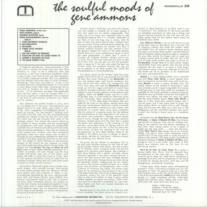 Обратная сторона обложки — Gene AMMONS — The Soulful Moods Of Gene Ammons (remastered)