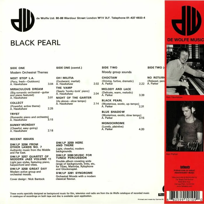 Обратная сторона обложки — Alan PARKER / ALAN HAWKSHAW — Black Pearl (reissue)