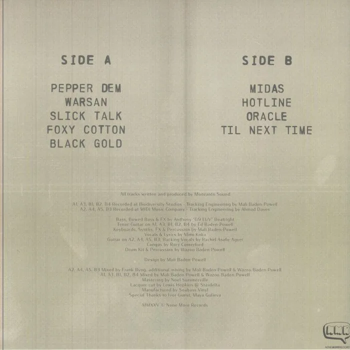 Back cover — MONZANTO SOUND — The Channel