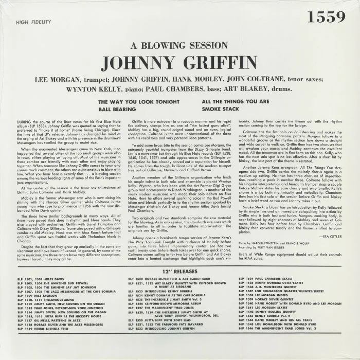 Обратная сторона обложки — Johnny GRIFFIN — A Blowing Session (remastered)