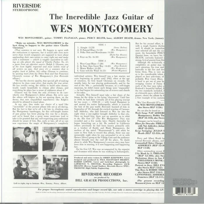 Обратная сторона обложки — Wes MONTGOMERY — The Incredible Jazz Guitar Of Wes Montgomery (reissue)