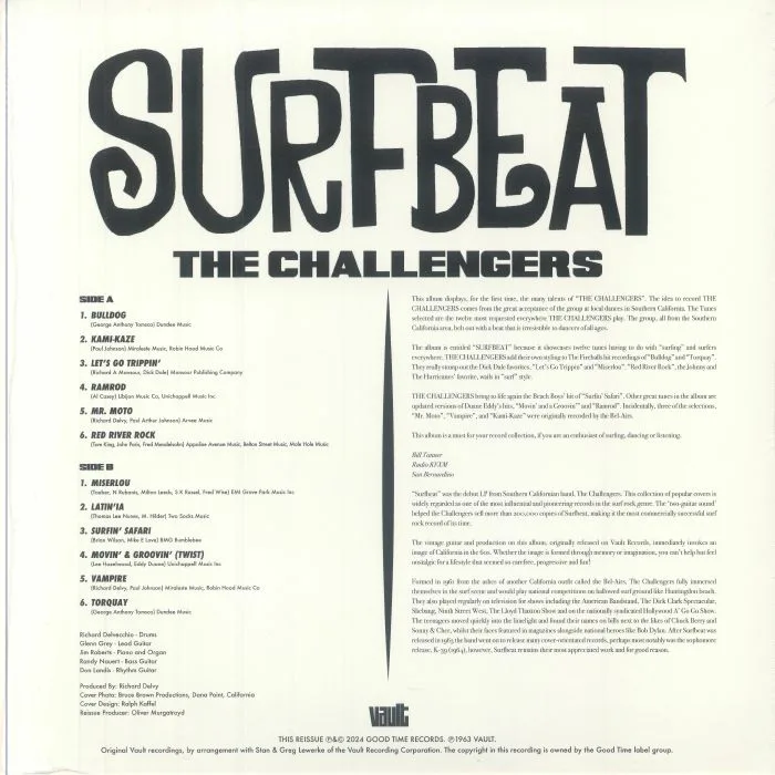 Обратная сторона обложки — The CHALLENGERS — Surfbeat (reissue)