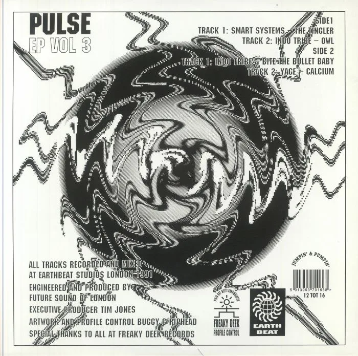 Back cover — SMART SYSTEMS / INDO TRIBE / YAGE aka THE FUTURE SOUND OF LONDON — Pulse EP Vol 3 (reissue)