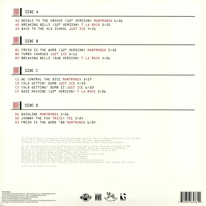 Обратная сторона обложки — MANTRONIX — King Of The Beats: Anthology 1985-1989