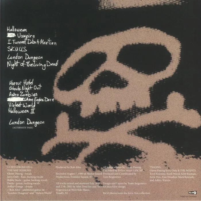 Back cover — MISFITS — 12 Hits From Hell: The MSP Sessions August 7 1980