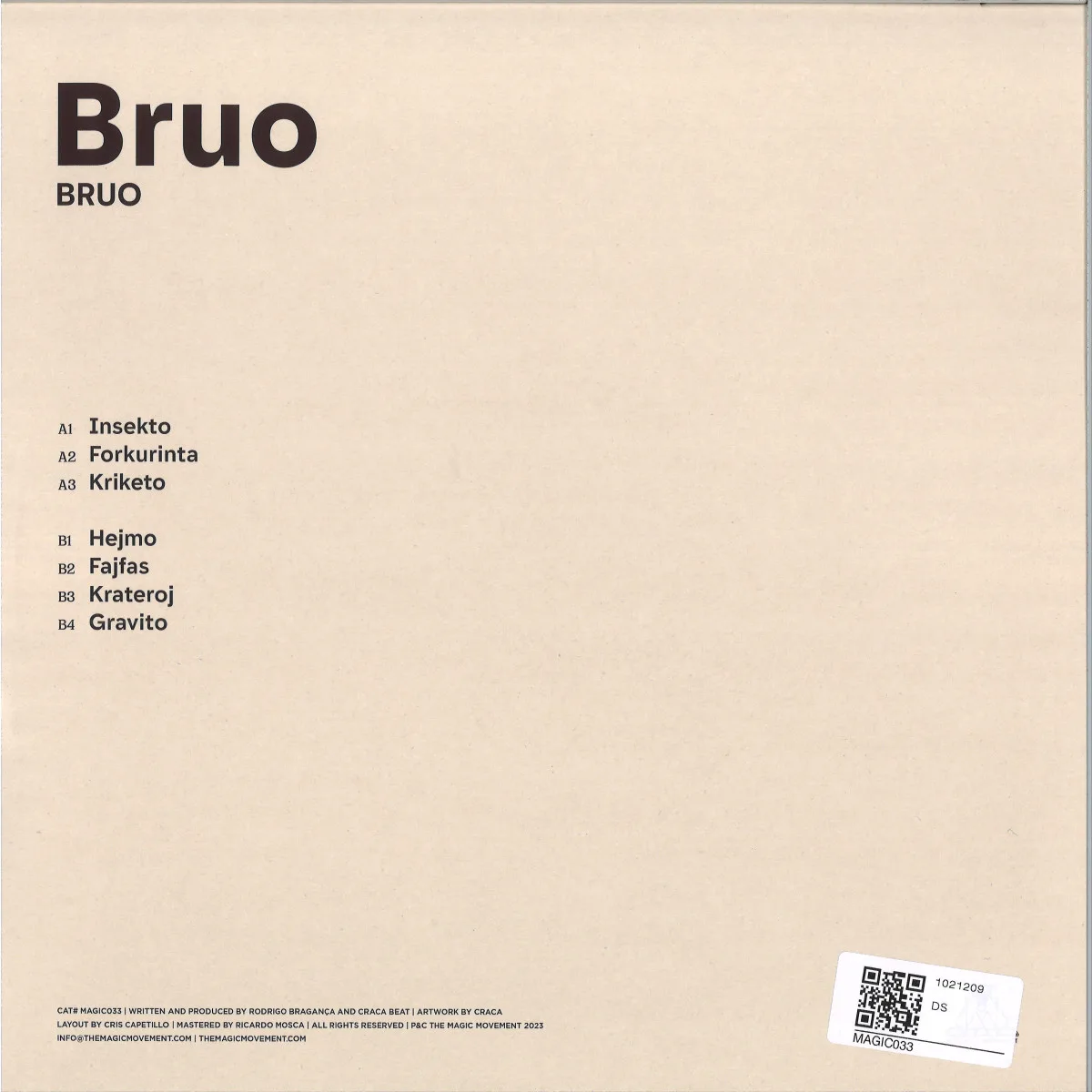 Обратная сторона обложки — Bruo — s/t LP