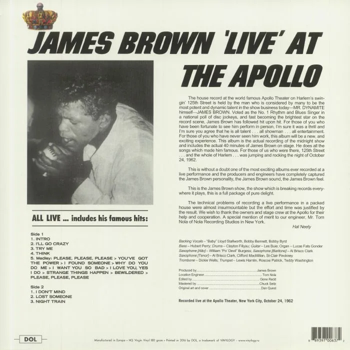 Обратная сторона обложки — James BROWN — Live At The Apollo (reissue)
