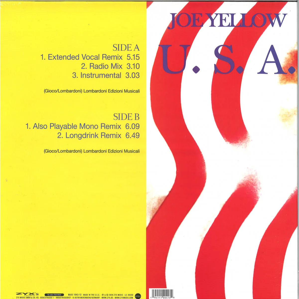 Обратная сторона обложки — Joe Yellow — U.S.A. LP