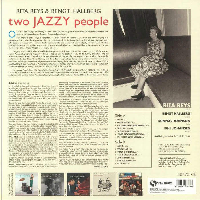 Обратная сторона обложки — Rita REYS / HALLBERG BENGT — Two Jazzy People