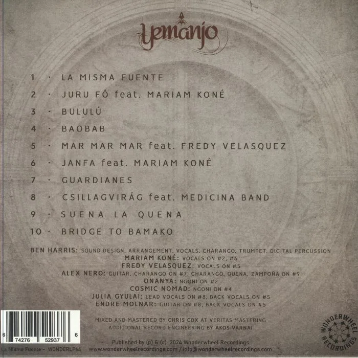 Back cover — YEMANJO — La Misma Fuente