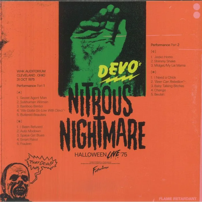 Back cover — DEVO — Nitrous Nightmare Halloween Live 75