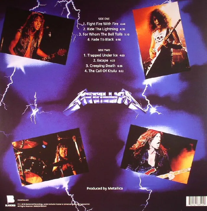 Back cover — METALLICA — Ride The Lightning (remastered)