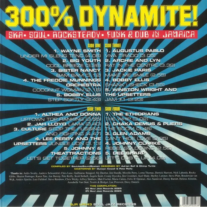 Обратная сторона обложки — VARIOUS — Soul Jazz Records Presents 300% Dynamite! Ska Soul Rocksteady Funk & Dub In Jamaica (reissue)