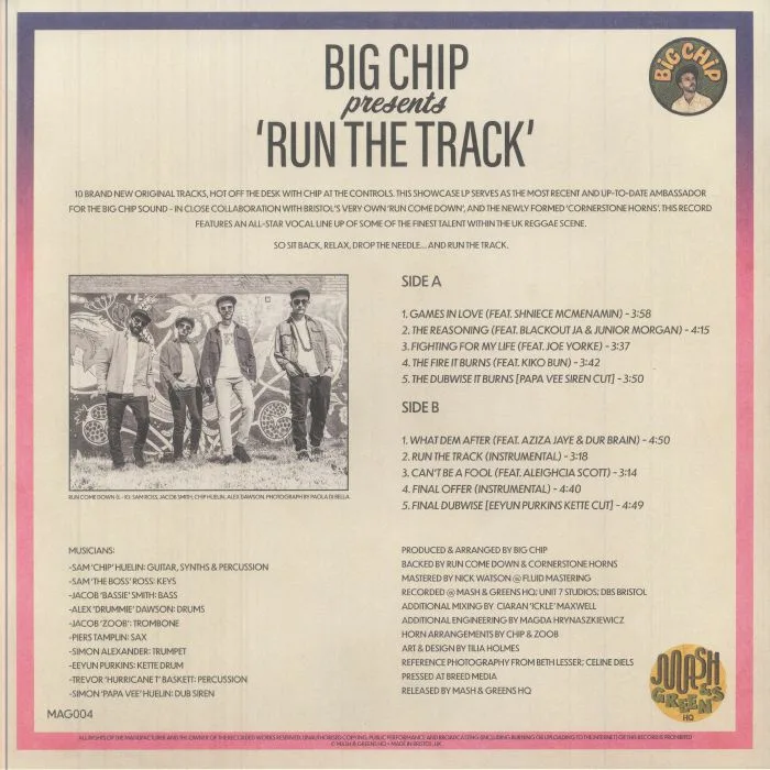 Back cover — BIG CHIP with RUN COME DOWN / CORNERSTONE HORNS — Run The Track