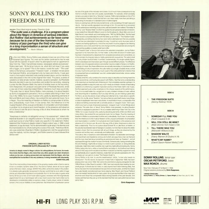 Обратная сторона обложки — Sonny ROLLINS — Freedom Suite (reissue)