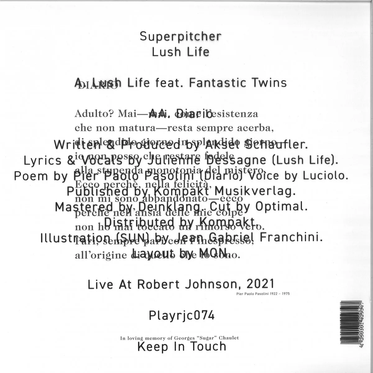 Обратная сторона обложки — Superpitcher — Lush Life