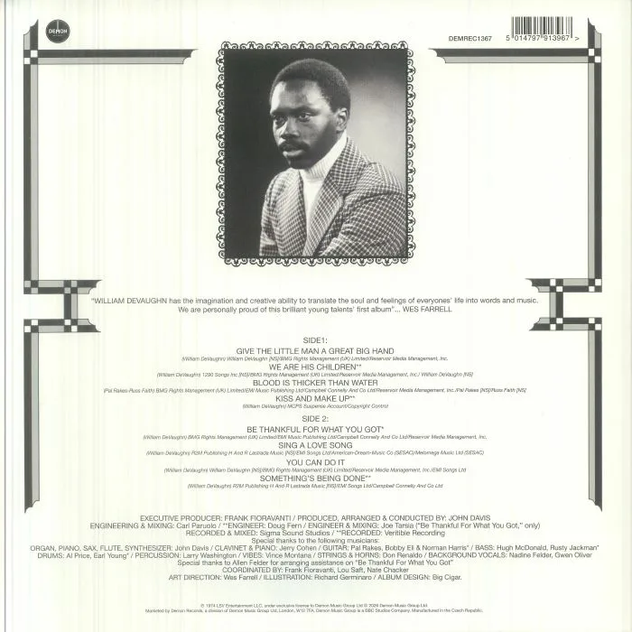 Обратная сторона обложки — William DeVAUGHN — Be Thankful For What You Got (reissue)