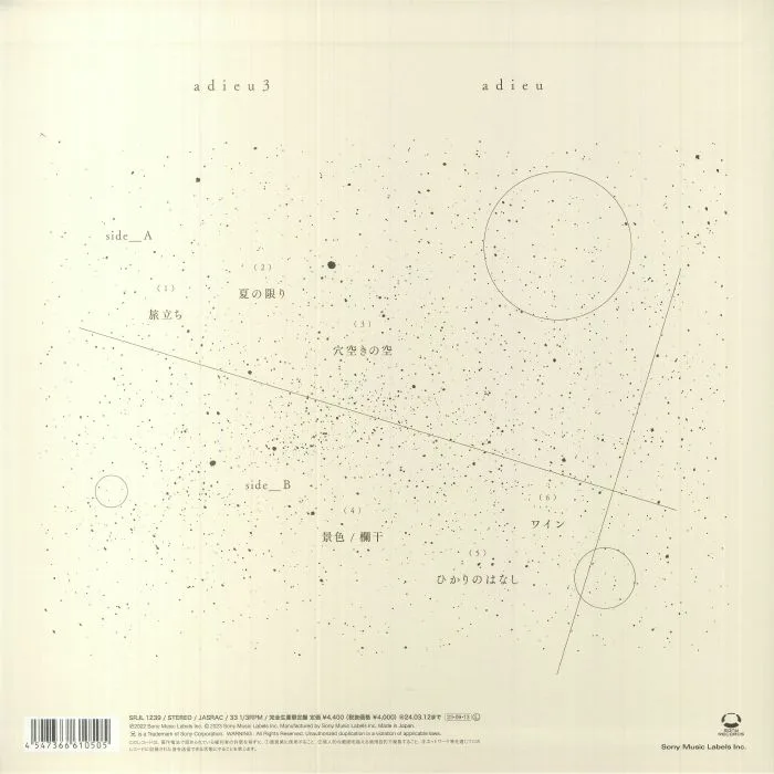 Back cover — ADIEU — Adieu 3
