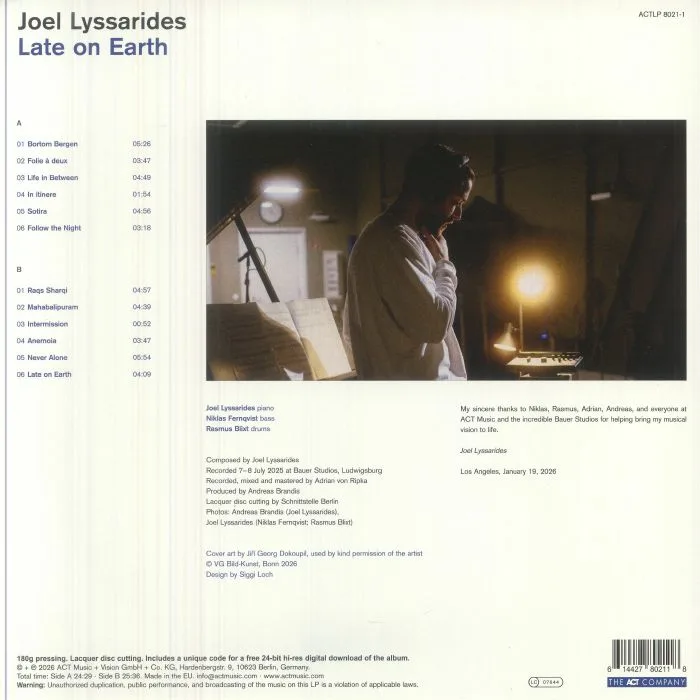 Обратная сторона обложки — Joel LYSSARIDES — Late On Earth