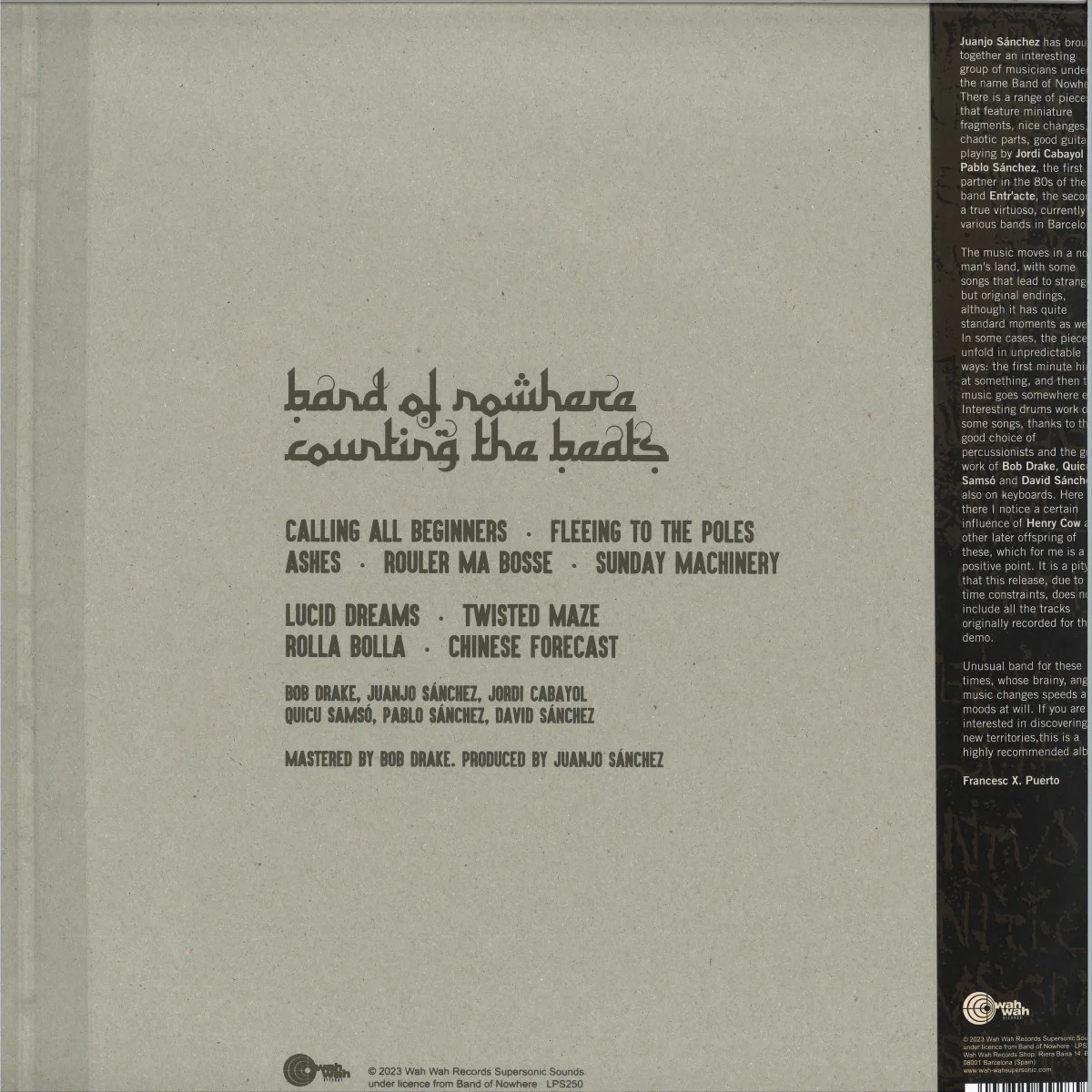 Back cover — Band Of Nowhere — COUNTING THE BEATS