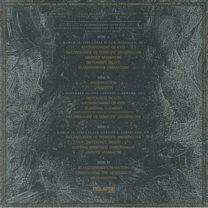 Back cover — INCANTATION — Onward To Golgotha Live