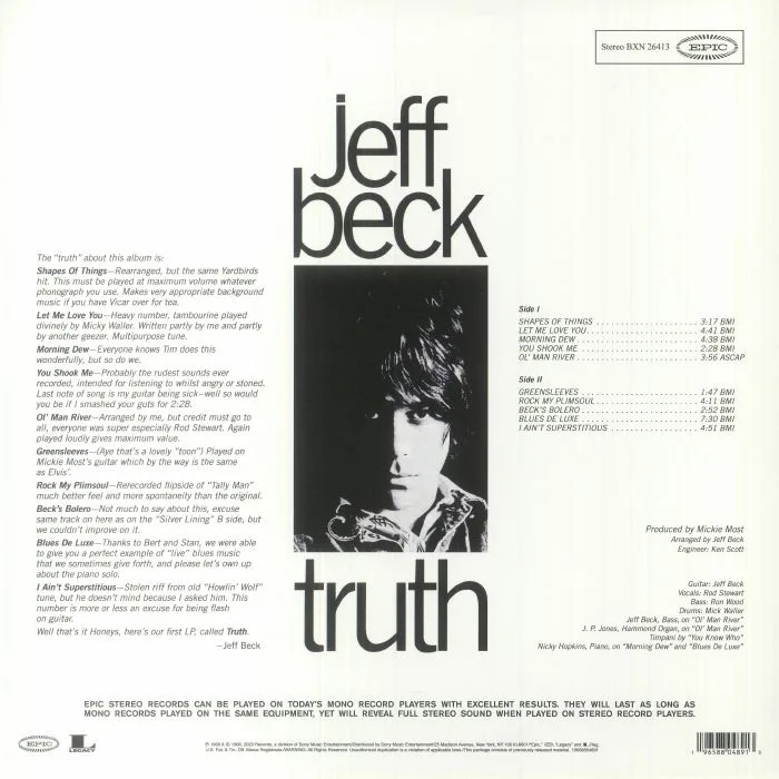 Back cover — Jeff BECK — Truth (reissue)