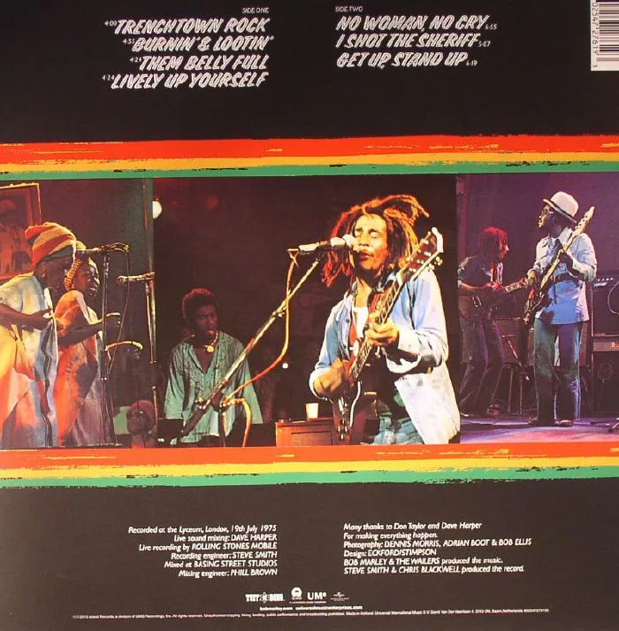 Обратная сторона обложки — Bob MARLEY & THE WAILERS — Live!