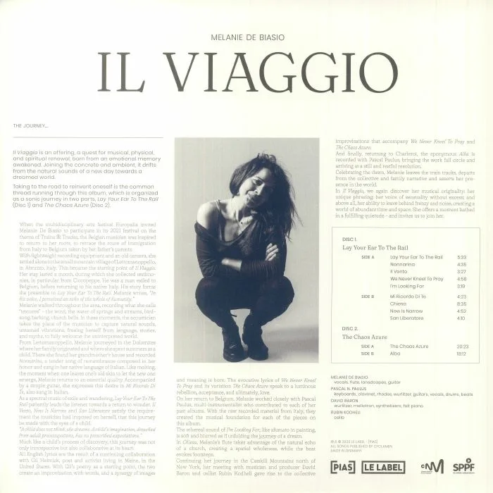 Back cover — Melanie DE BIASIO — Il Viaggio