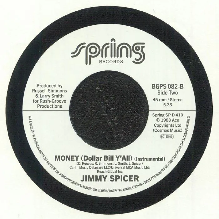 Обратная сторона обложки — Jimmy SPICER — Money (Dollar Bill Y'all)