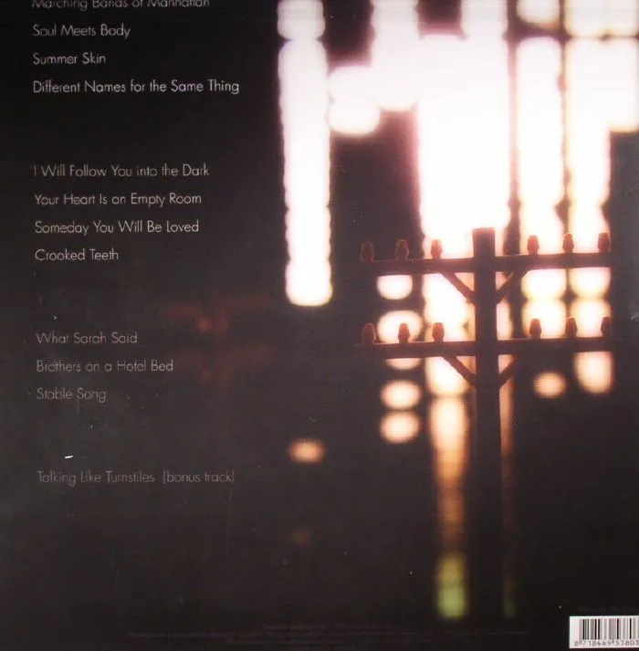 Back cover — DEATH CAB FOR CUTIE — Plans