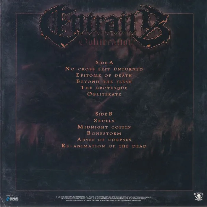 Обратная сторона обложки — ENTRAILS — Obliteration (reissue)