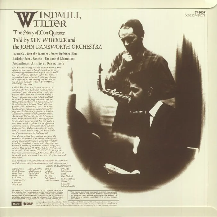 Back cover — Kenny WHEELER / THE JOHN DANKWORTH ORCHESTRA — Windmill Tilter: The Story Of Don Quixote (remastered)
