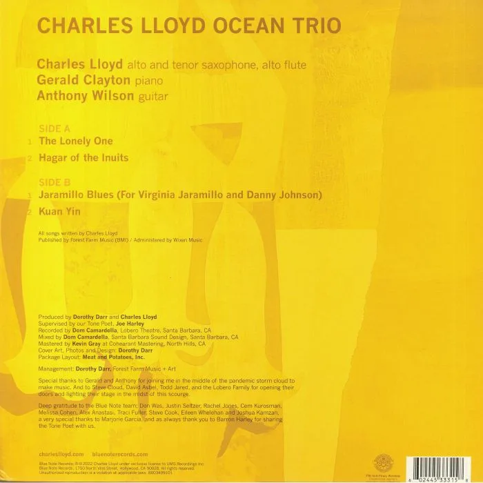 Обратная сторона обложки — Charles LLOYD — Trios: Ocean