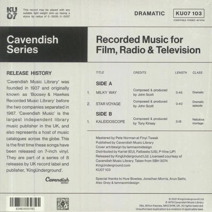 Обратная сторона обложки — John SCOTT / TONY KINSEY — Cavendish Series Vol 1