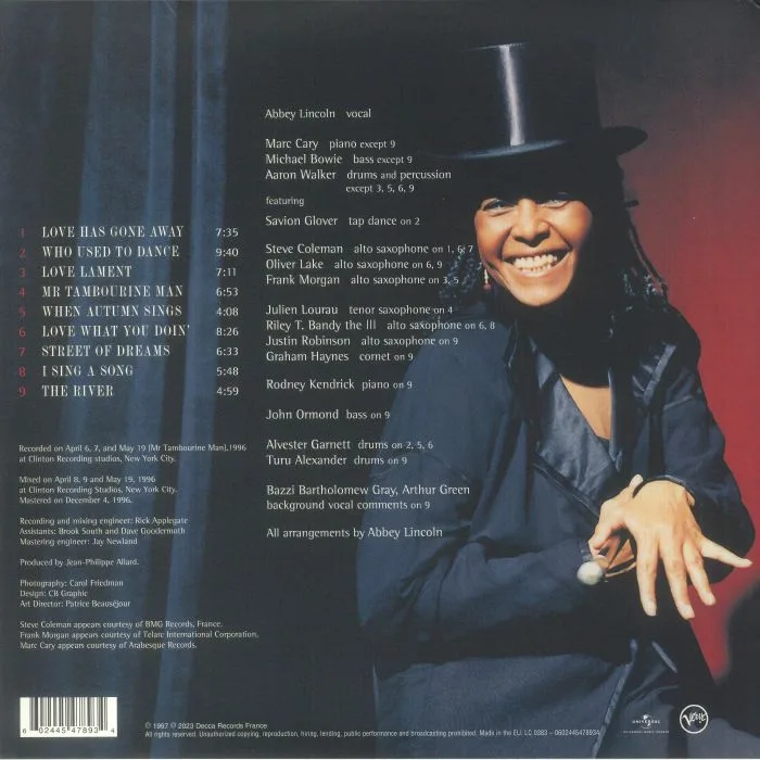 Обратная сторона обложки — Abbey LINCOLN — Who Used To Dance