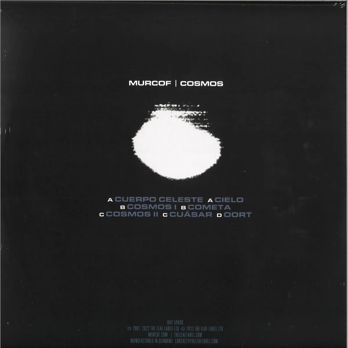 Back cover — Murcof — COSMOS LP (2x12")