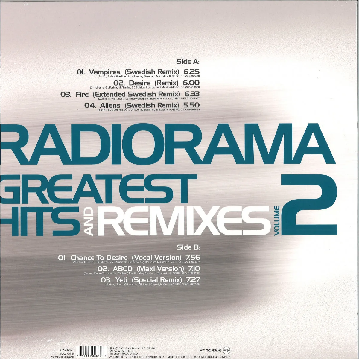 Обратная сторона обложки — RADIORAMA — Greatest Hits & Remixes Vol. 2
